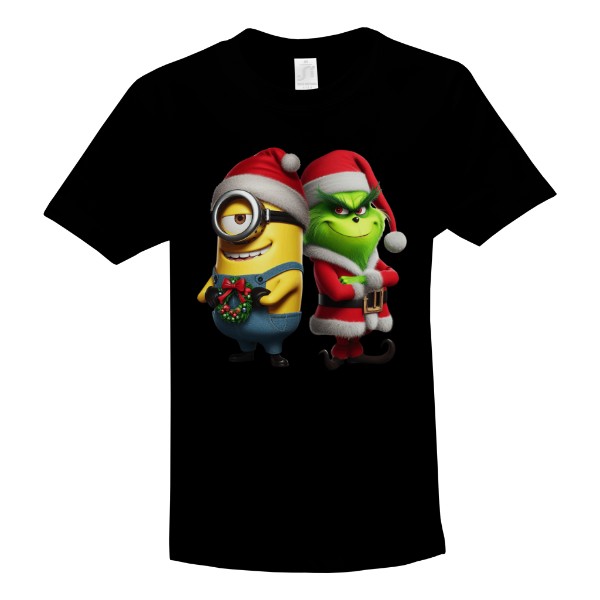 Tričko s potiskem Vánoční Mimon a Grinch 